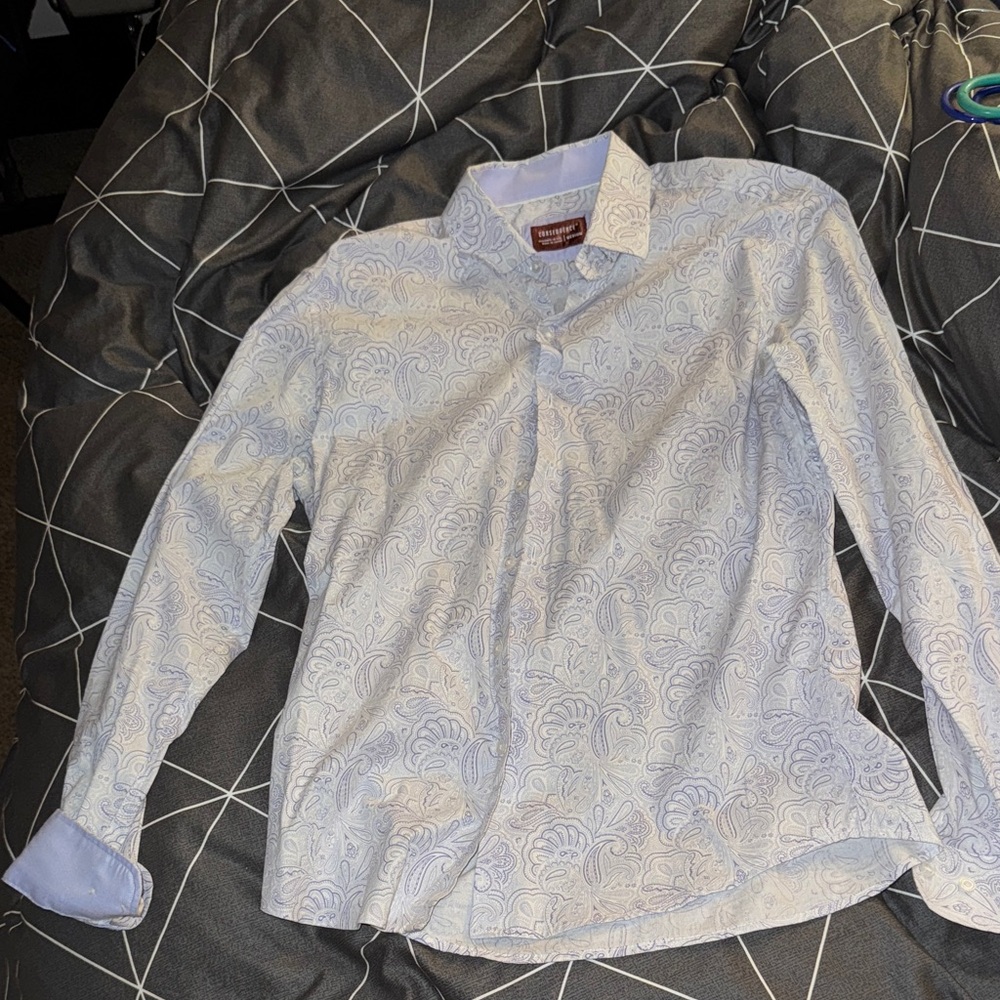 Elegant Men's Shirt with Blue Floral Design